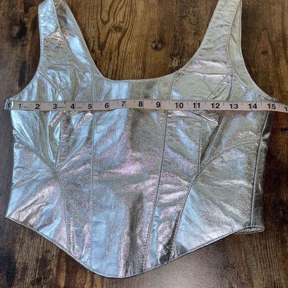 NWT Boot Barn Understated Leather metallic Mustang silver bustier coreset S - Picture 10 of 11